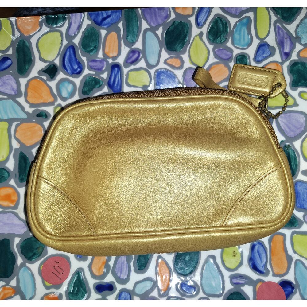 Coach Vtg Gold Leather Coin Purse NWOT